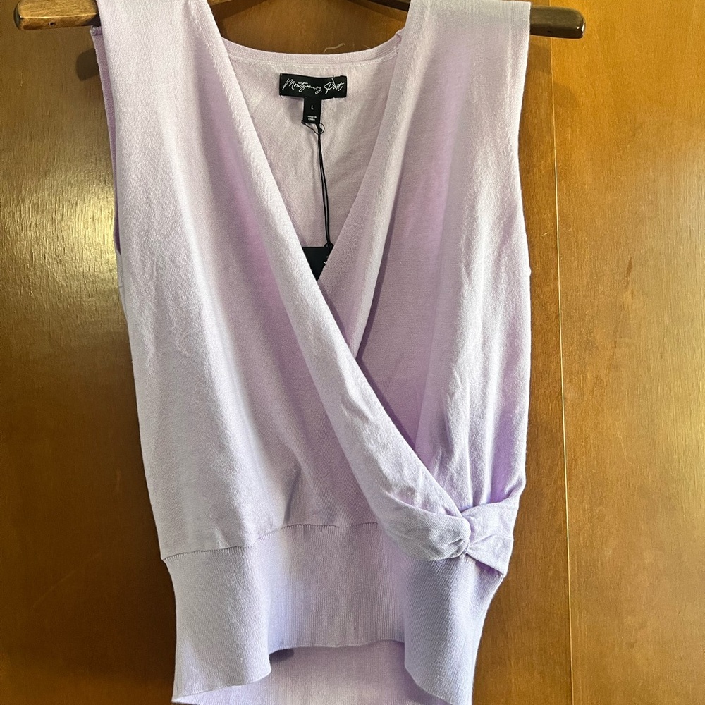 NWT MONTGOMERY POST Inaya Twist Side Surplice Sweater Size Large